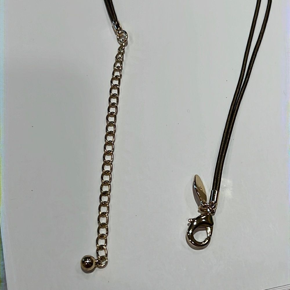 CHICO’S Women’s Long Y-Style With Cord & Chunky Gold Diamond Shapes Brown - Picture 7 of 7